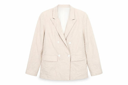 Reserved Women's Beige Double-Breasted Suit Jacket Size 12