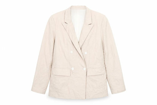 Reserved Women's Beige Double-Breasted Suit Jacket Size 12