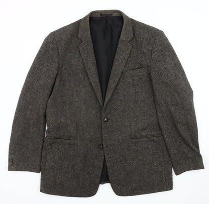 Hampton Men's XL Grey Herringbone Wool Blazer Jacket