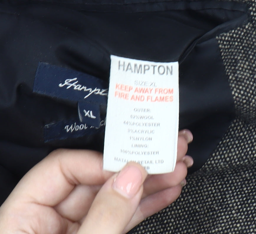 Hampton Men's XL Grey Herringbone Wool Blazer Jacket