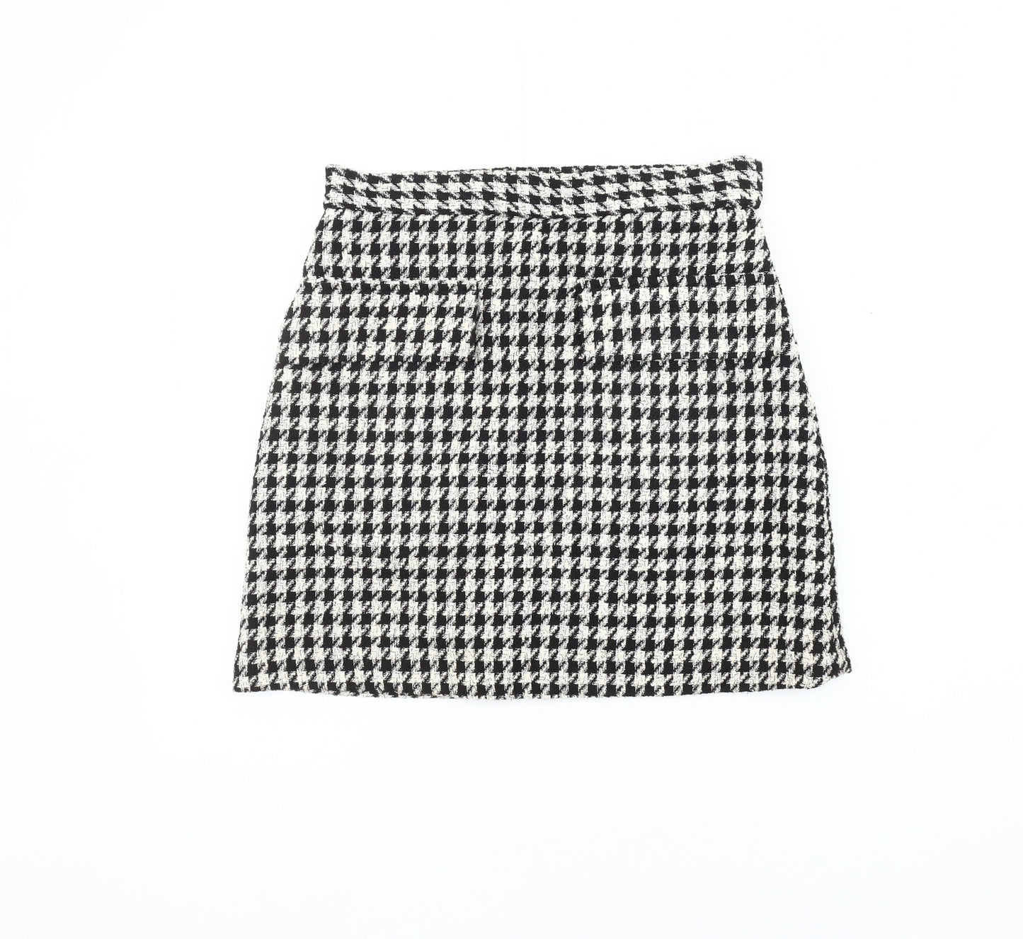 H&M Women's Check Mini Skirt, Size 10, Black & White