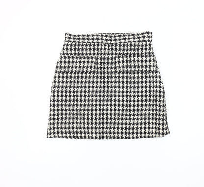 H&M Women's Check Mini Skirt, Size 10, Black & White