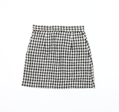 H&M Women's Check Mini Skirt, Size 10, Black & White