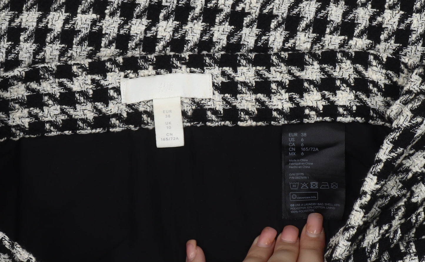 H&M Women's Check Mini Skirt, Size 10, Black & White