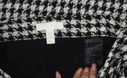H&M Women's Check Mini Skirt, Size 10, Black & White