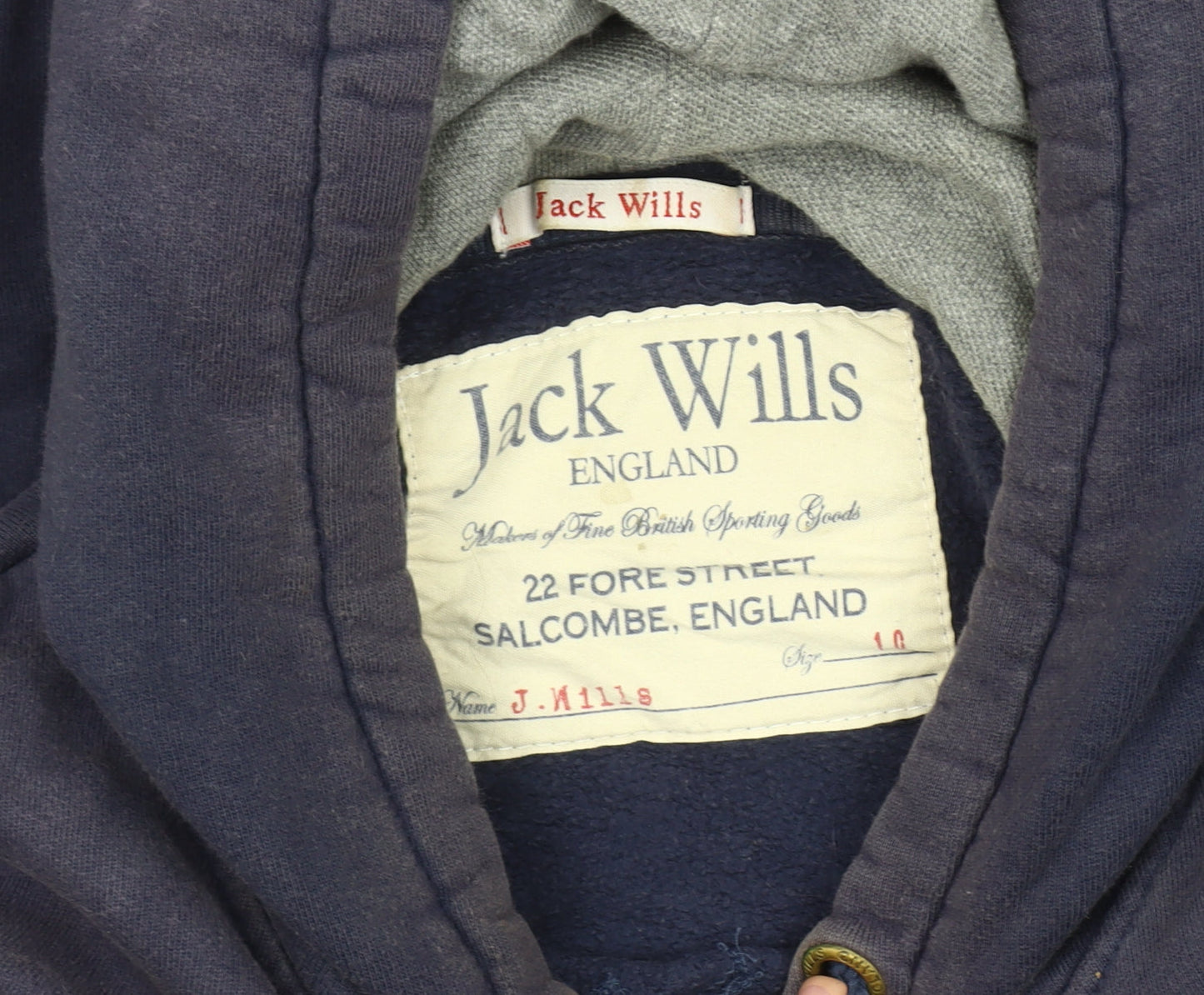 Unisex Adults UK Size 10 Jack Wills Blue Pullover Hoodie