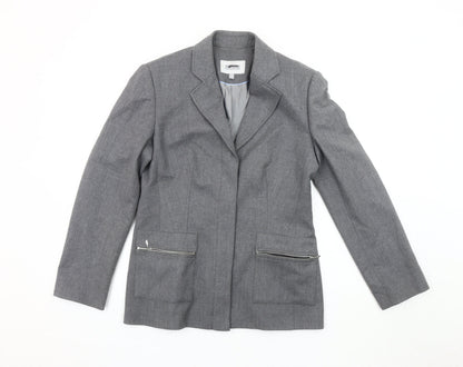 Next Women's Grey Blazer, Size 12, Zip Accents