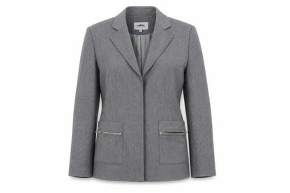 Next Women's Grey Blazer, Size 12, Zip Accents