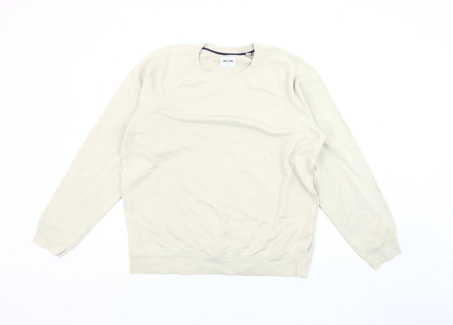 Mens UK Size L ONLY & SONS Beige Pullover Sweatshirt