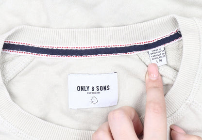 Mens UK Size L ONLY & SONS Beige Pullover Sweatshirt