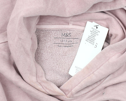 Marks and Spencer Girls Pink Hoodie 12-13 Years Stylish Pullover