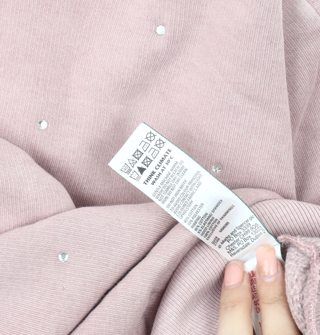 Marks and Spencer Girls Pink Hoodie 12-13 Years Stylish Pullover