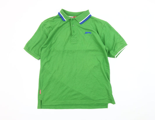 Slazenger Men's Green Polo Medium Short Sleeve