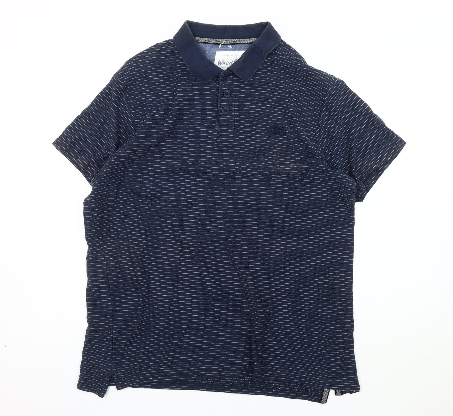 Weird Fish Men's Blue XL Striped Polo Shirt