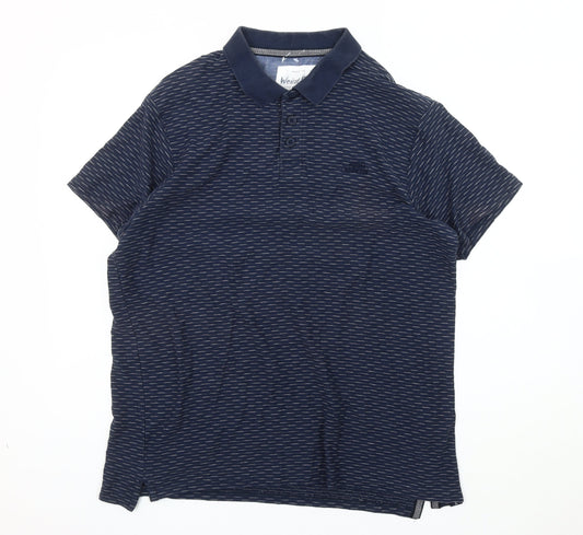 Weird Fish Men's Blue XL Striped Polo Shirt