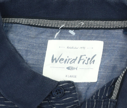 Weird Fish Men's Blue XL Striped Polo Shirt