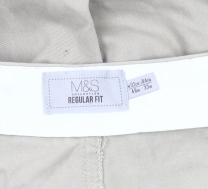 Marks and Spencer Men's Beige Cotton Chino Trousers L