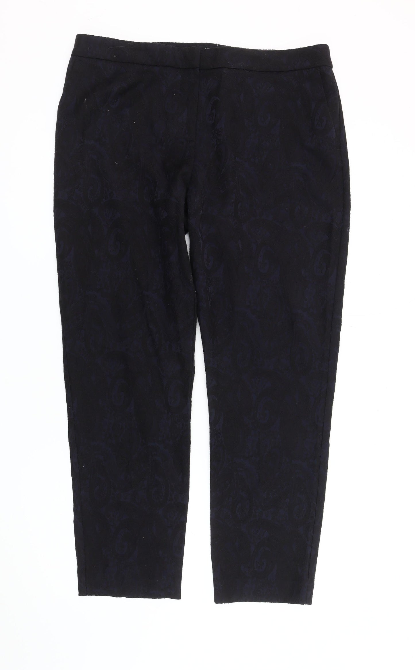 Womens UK Size 16 NEXT Regular Fit Cropped Black Trousers