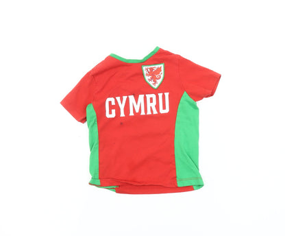 Wales Boys Red & Green Cymru Sports T-Shirt 2-3 Years