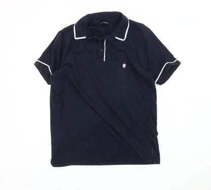 French Connection Men's Blue Polo Shirt L Cotton Casual