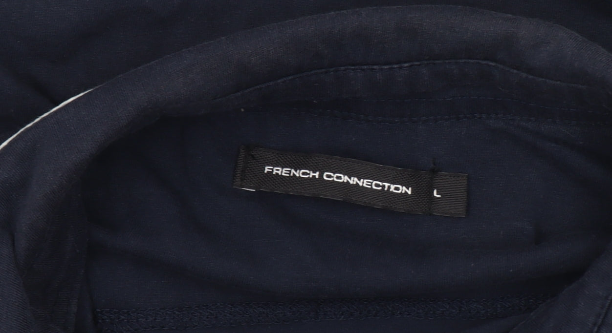 French Connection Men's Blue Polo Shirt L Cotton Casual