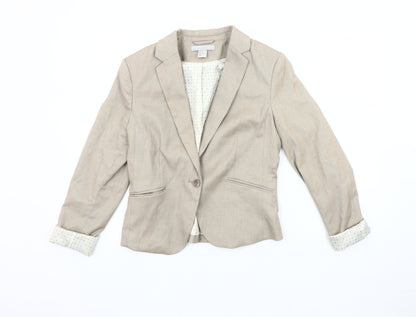 H&M Women's Beige Regular Fit Blazer Jacket UK 8