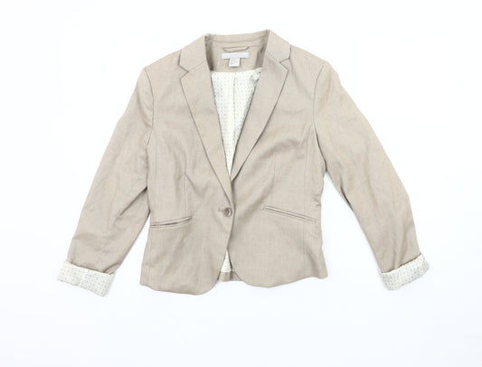 H&M Women's Beige Regular Fit Blazer Jacket UK 8