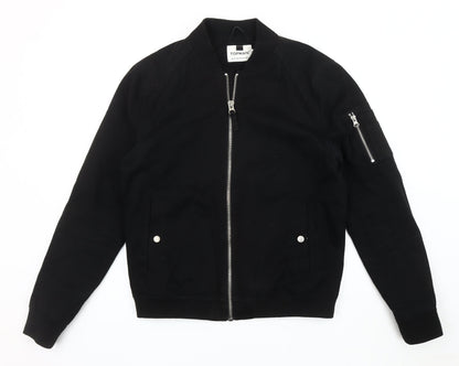Topman Men's Black Bomber Jacket M Casual Regular Fit
