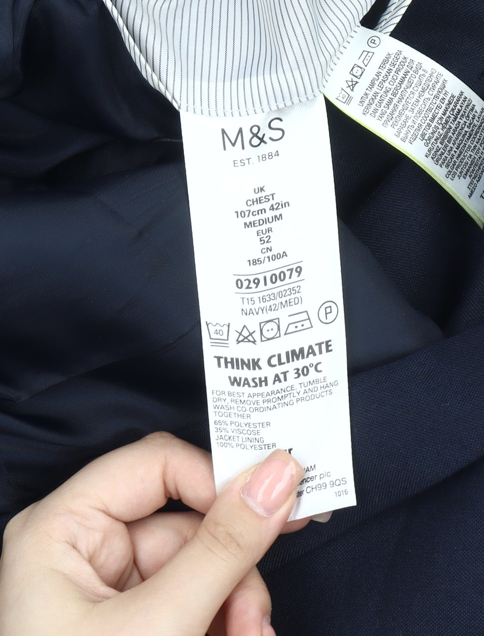 Mens UK Size 42 Marks and Spencer Regular Blue Suit Jacket