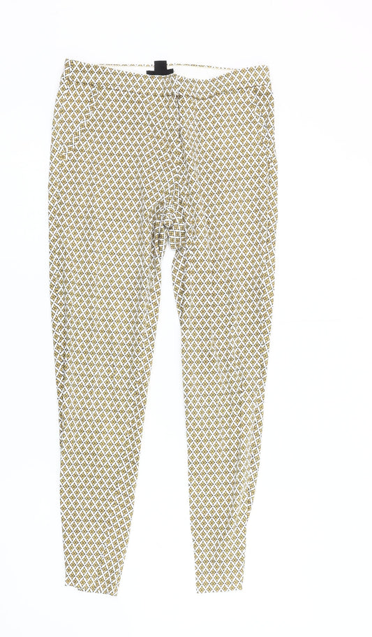 Womens UK Size 8 H&M Slim Fit Casual Yellow Trousers