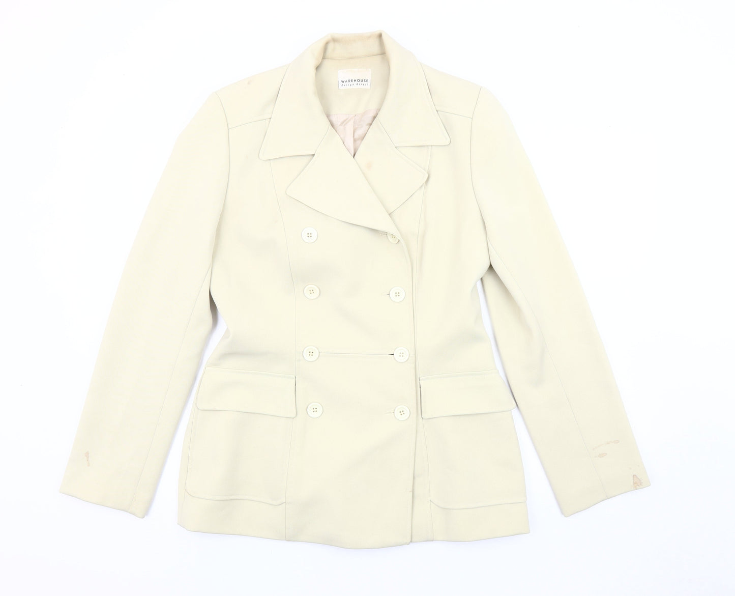 Warehouse Women's Beige Suit Jacket Size 12 Double-Breasted