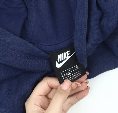 Nike Boys Blue Pullover Hoodie Small, Logo, Comfortable