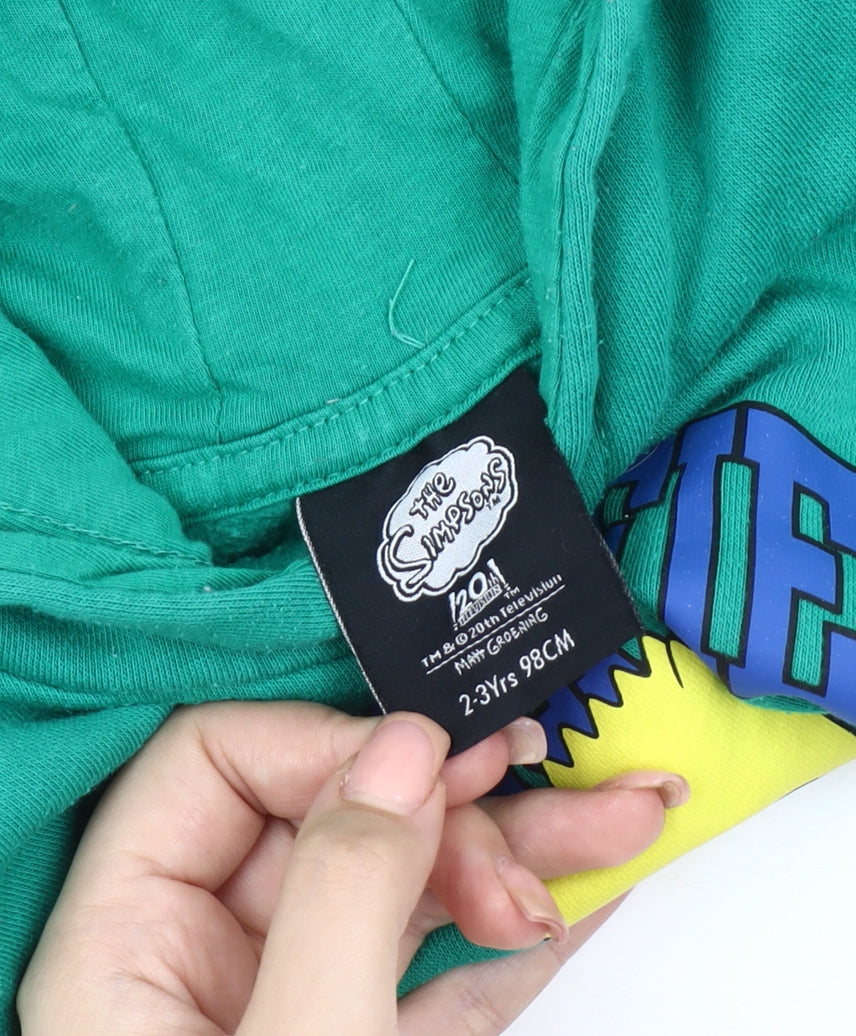 The Simpsons Boys Green Pullover Hoodie 2-3 Years