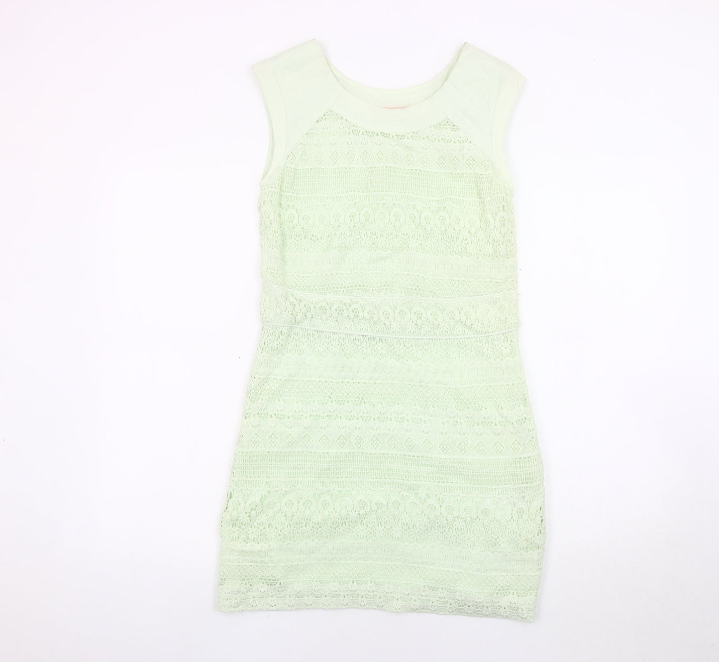bdba Women's Green Sheath Dress Size 8 Sleeveless Lace