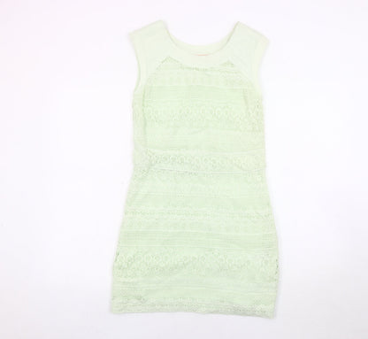 bdba Women's Green Sheath Dress Size 8 Sleeveless Lace