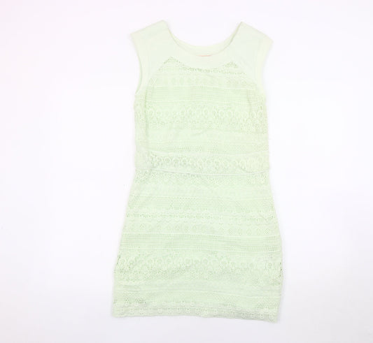 bdba Women's Green Sheath Dress Size 8 Sleeveless Lace