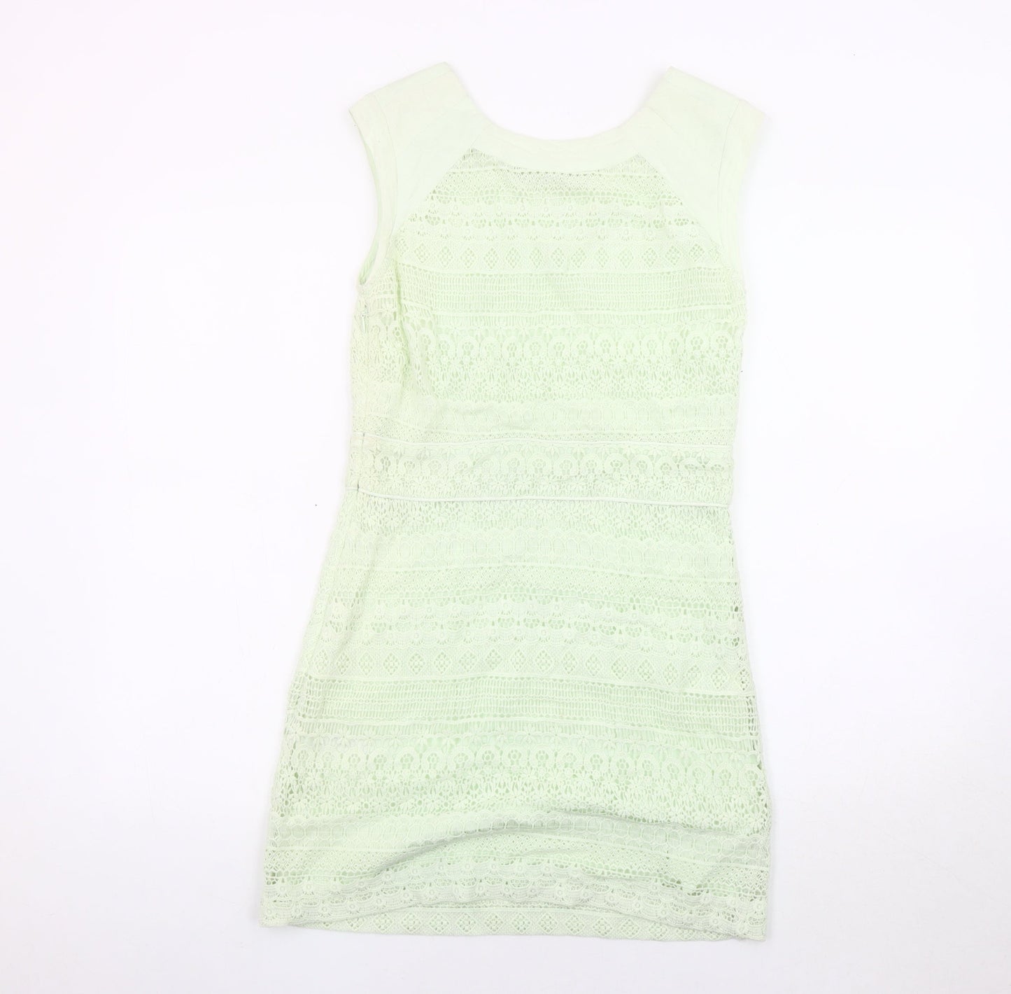 bdba Women's Green Sheath Dress Size 8 Sleeveless Lace