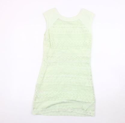 bdba Women's Green Sheath Dress Size 8 Sleeveless Lace