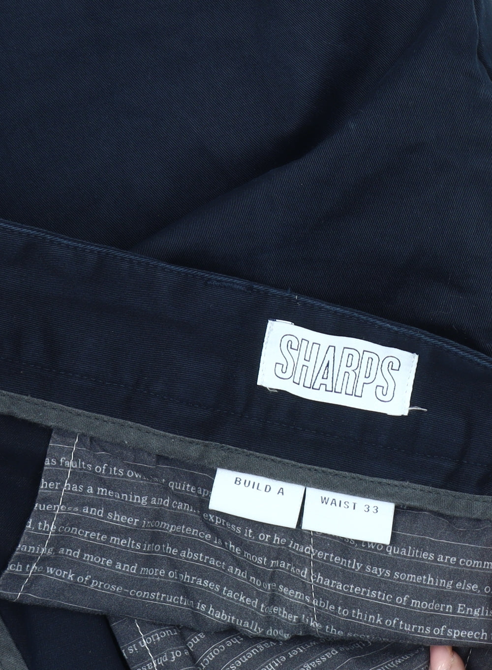 SHARPS Men's Blue Chino Trousers Size 33