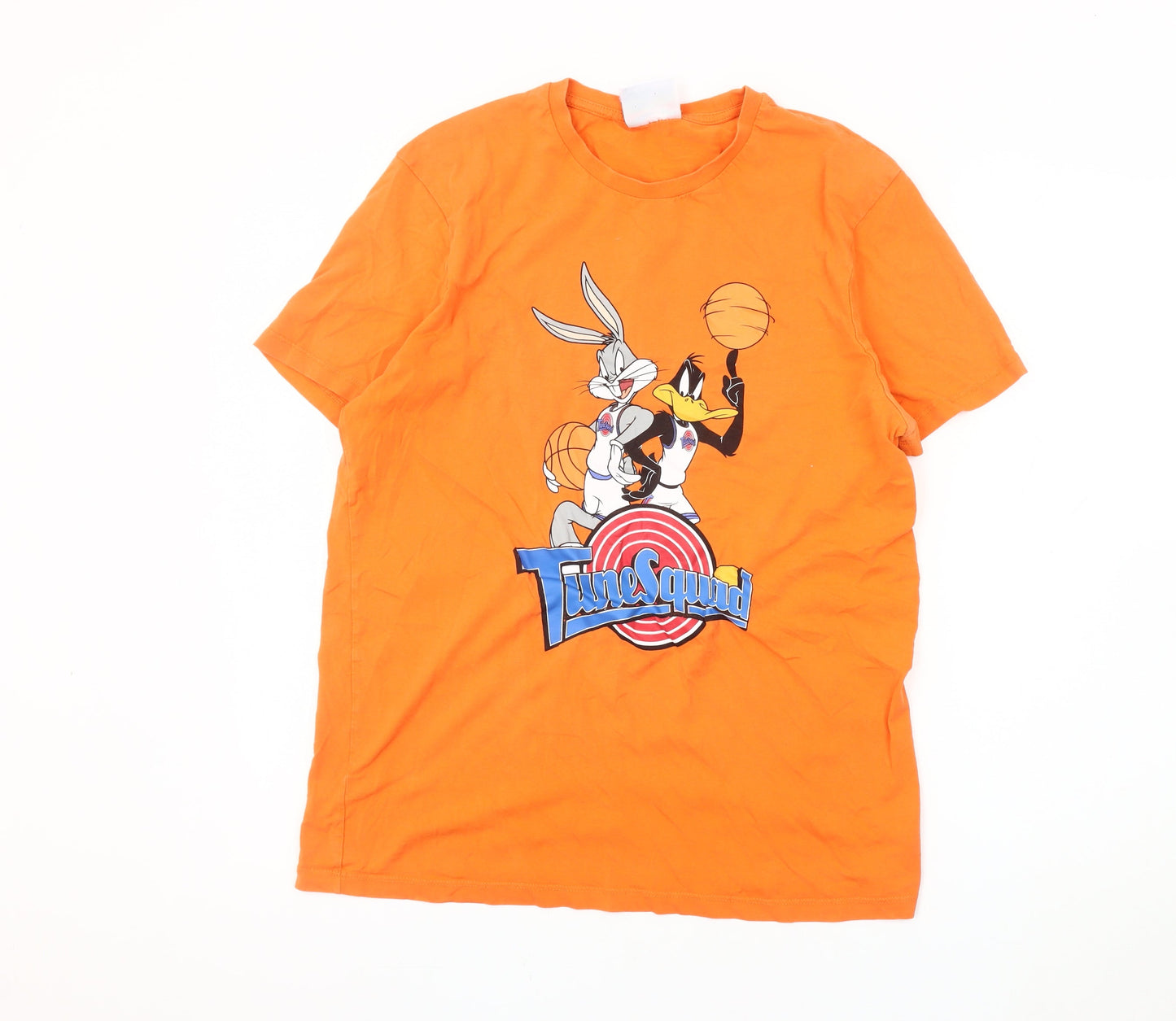 Space Jam Men's L Orange Cartoon T-Shirt