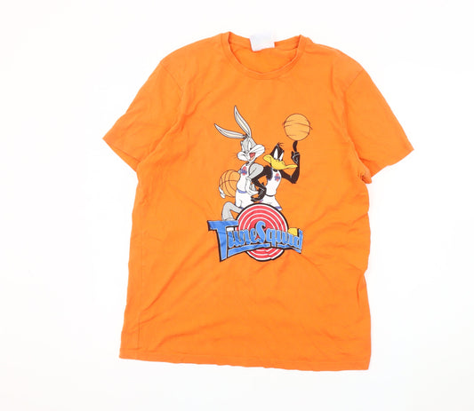 Space Jam Men's L Orange Cartoon T-Shirt