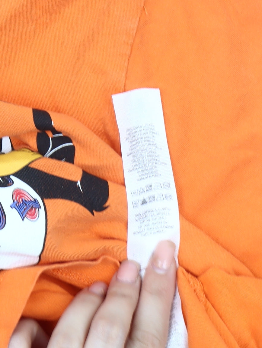 Space Jam Men's L Orange Cartoon T-Shirt