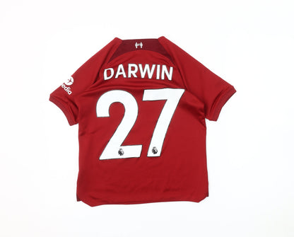 Nike Boys Red Liverpool Jersey Short Sleeve Football Top 10-11