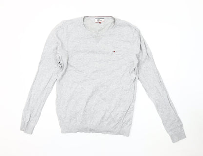 Tommy Hilfiger Men's Grey Cotton Pullover Jumper M