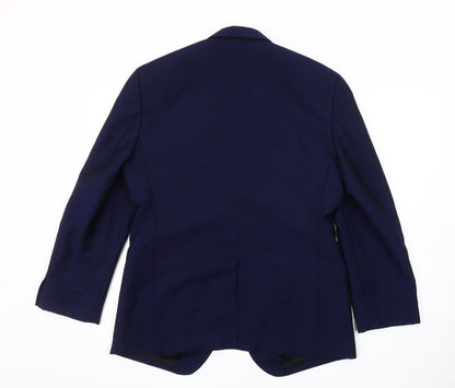 AR RED Men's Blue Blazer Jacket 40R Single-Breasted