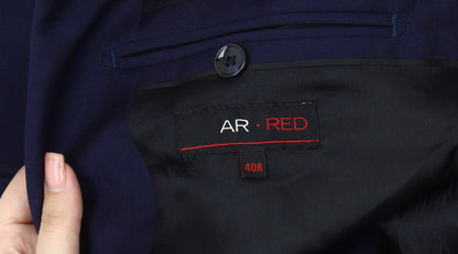 AR RED Men's Blue Blazer Jacket 40R Single-Breasted