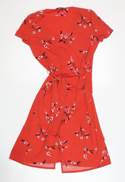 MNG Women's Red Floral Wrap Dress - XS, Lightweight