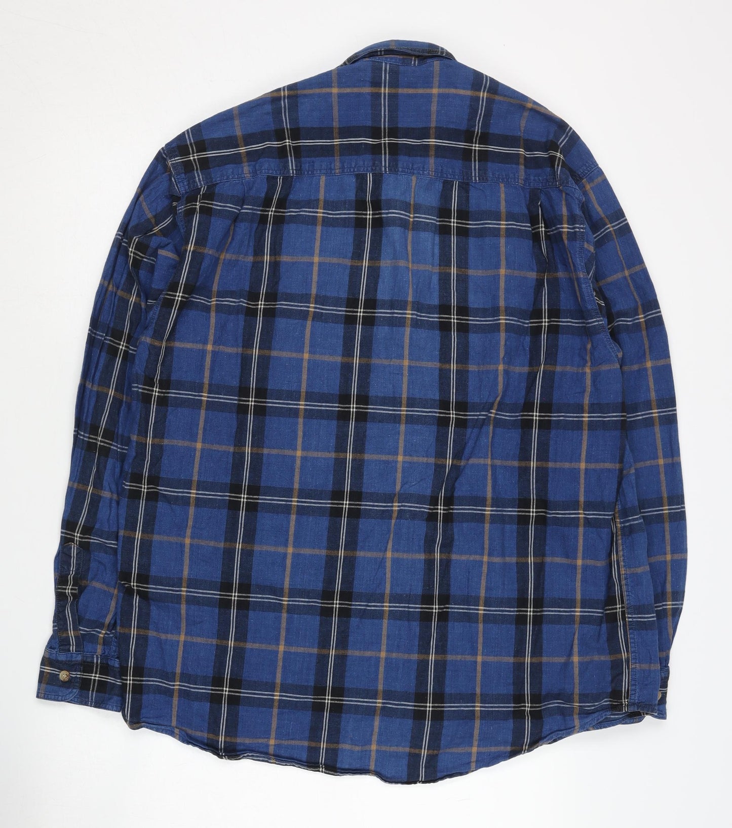 Burtons Men's Blue Plaid Button-Up Shirt M