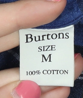 Burtons Men's Blue Plaid Button-Up Shirt M