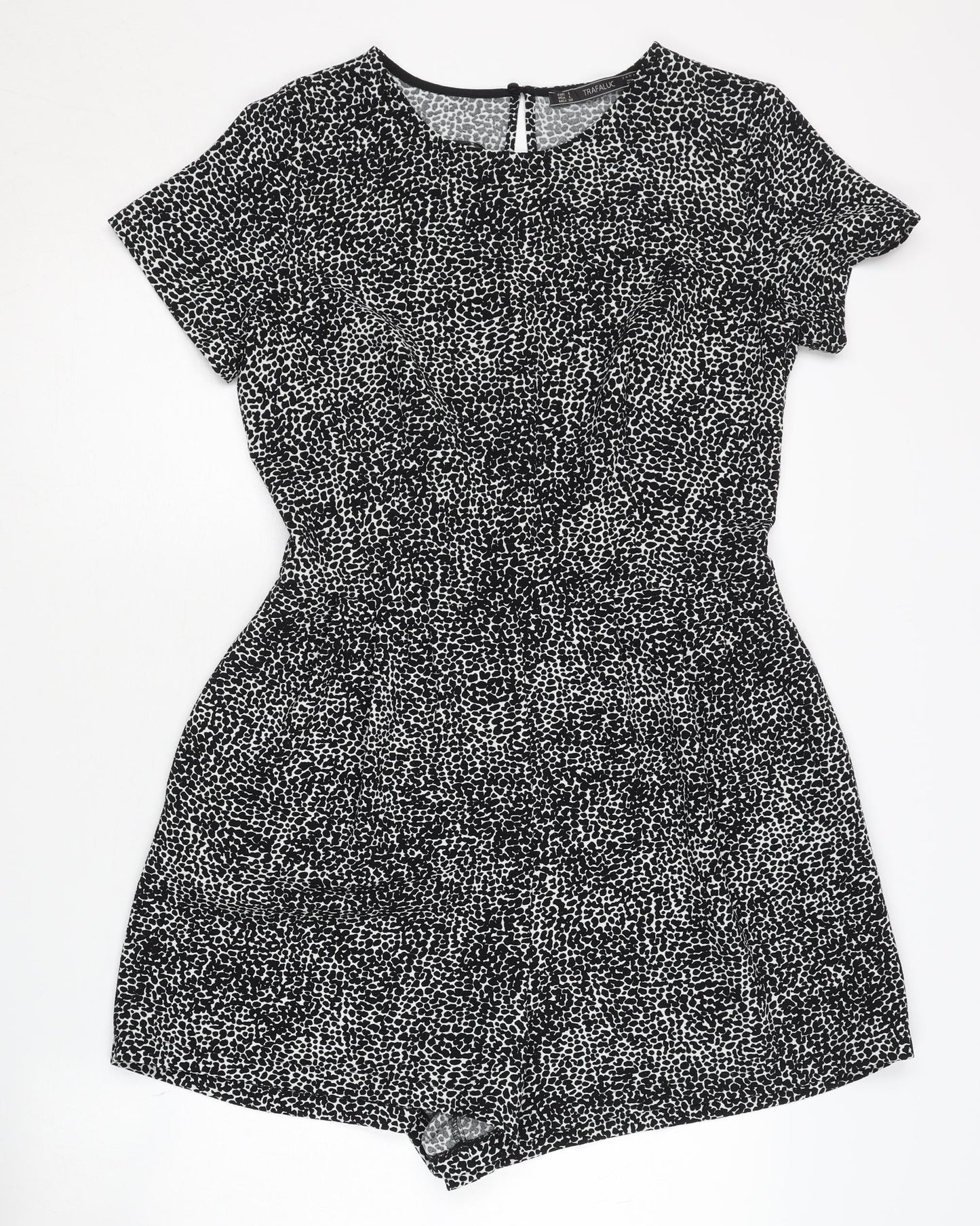 Zara Women's Black Animal Print Playsuit Size L